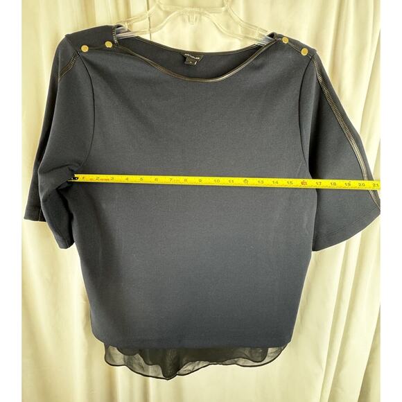 Ann Taylor Tunic Faux Leather Trim, Blue & Black, Sz: S, 55-16 - Picture 13 of 15